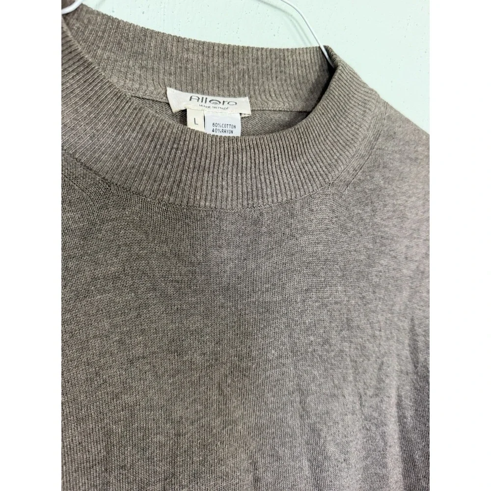 Alora Italy crewneck / low mock-neck Sweater Pullover think ribbed trim Sz L
